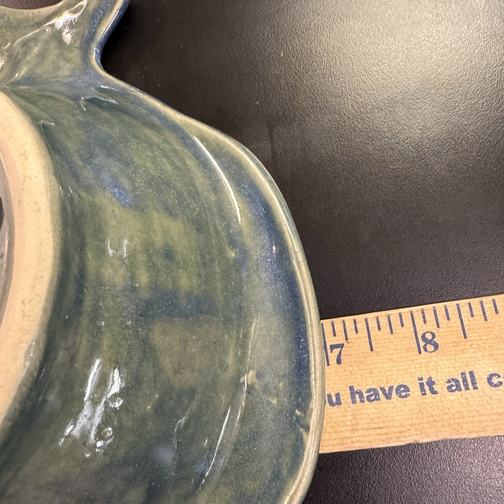 Blue Green Ceramic Fish Shaped Serving Bowl 9.5 in. x 7 in. x 2.5 in. Signed - Picture 6 of 7